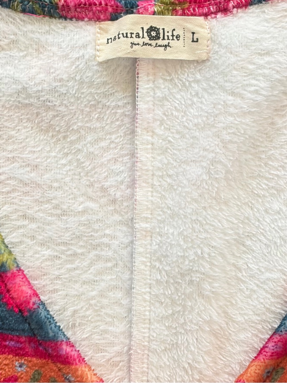 Natural Life Plush Fleece Onesie One Piece Pajamas Floral Fair Isle Size Large - Picture 7 of 9
